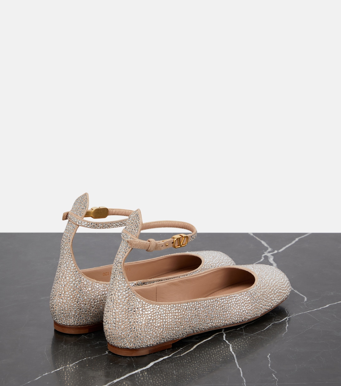 Tan-Go embellished suede ballet flats | Valentino Garavani