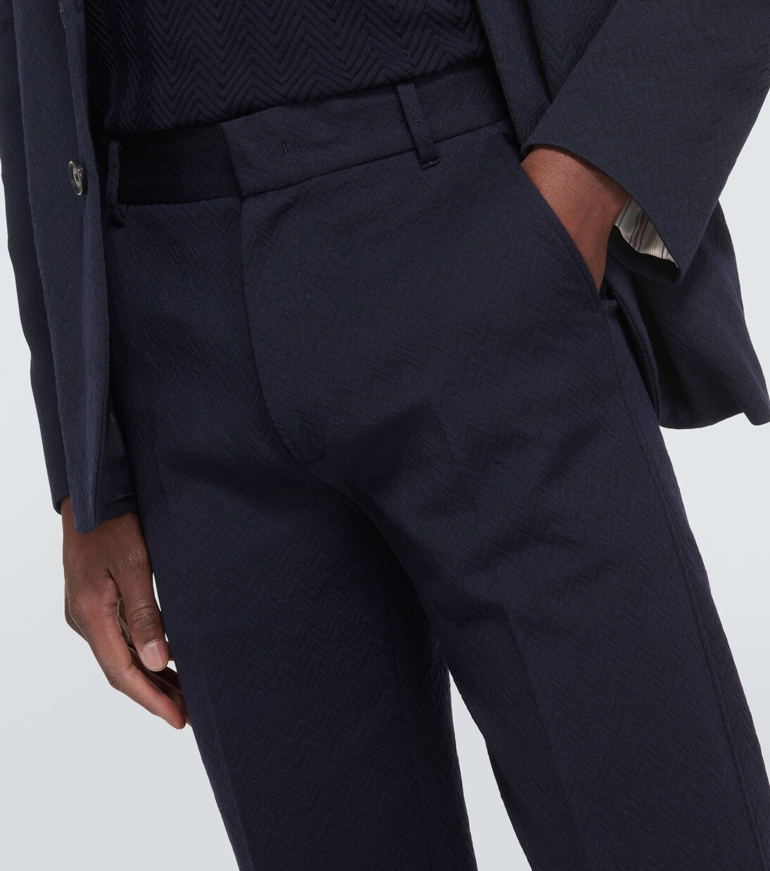 Pantalones rectos de mezcla de lana en zigzag | Missoni
