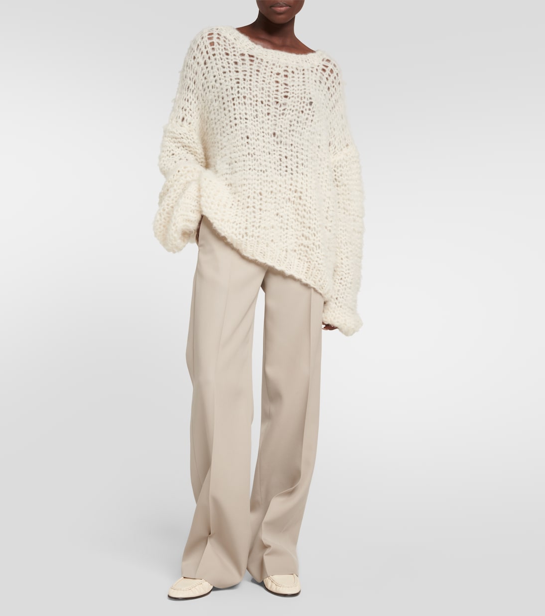 High-rise straight wool pants | The Row