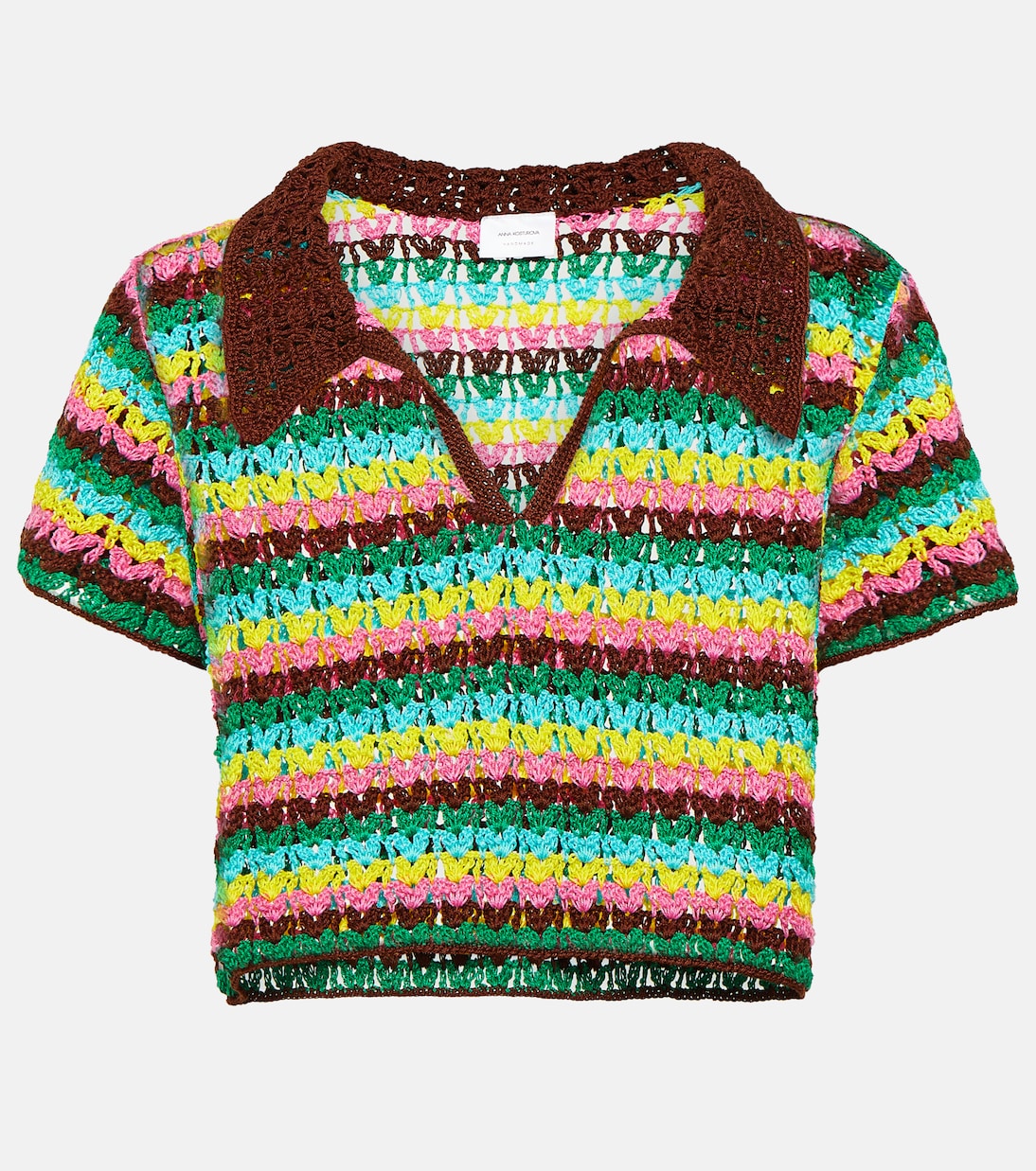 Polo rayé en crochet de coton | Anna Kosturova