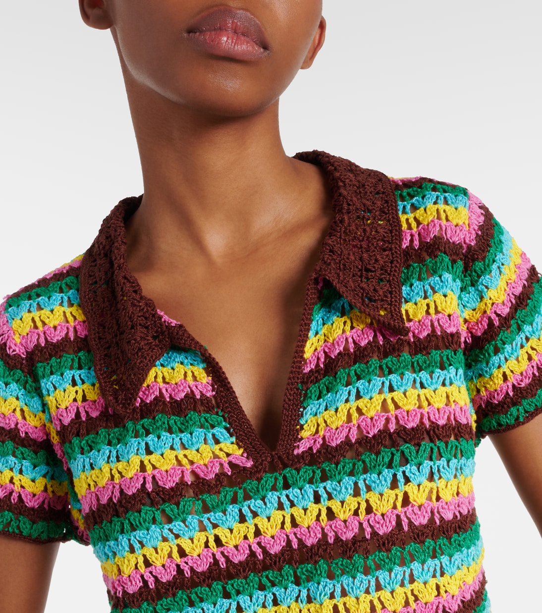 Polo rayé en crochet de coton | Anna Kosturova
