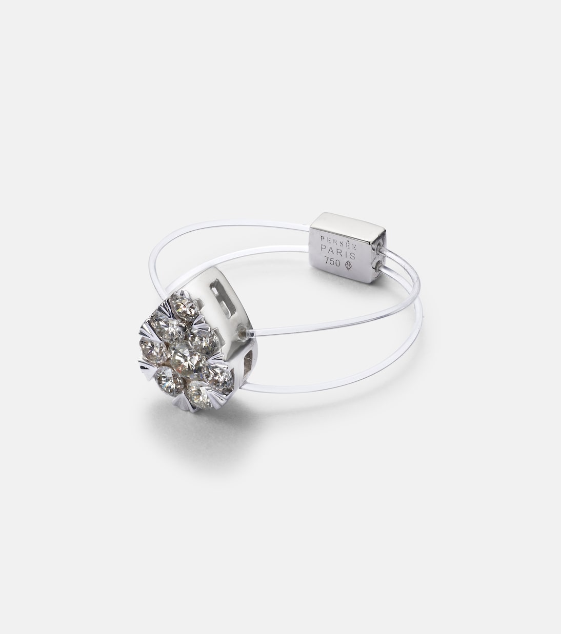 Floating 18kt white gold ring with diamonds | Persée