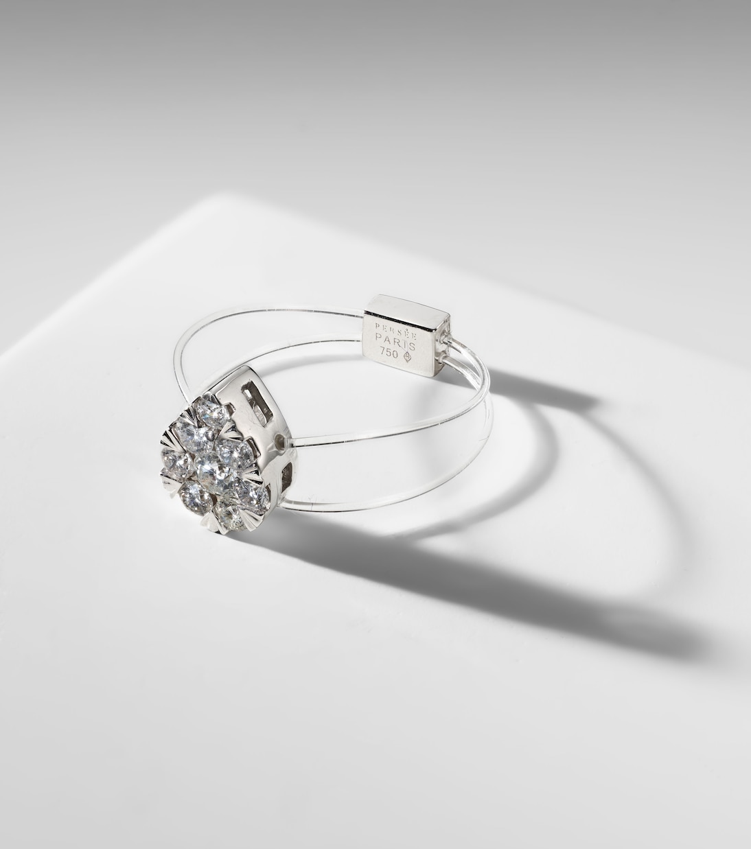 Floating 18kt white gold ring with diamonds | Persée