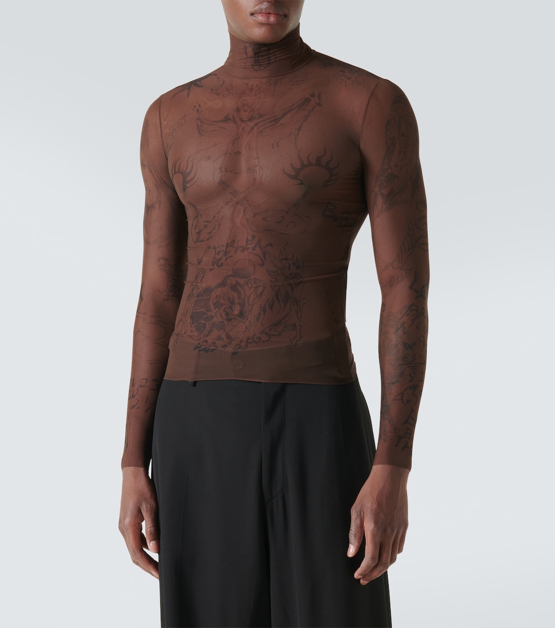 Tattoo mesh turtleneck top | Balenciaga