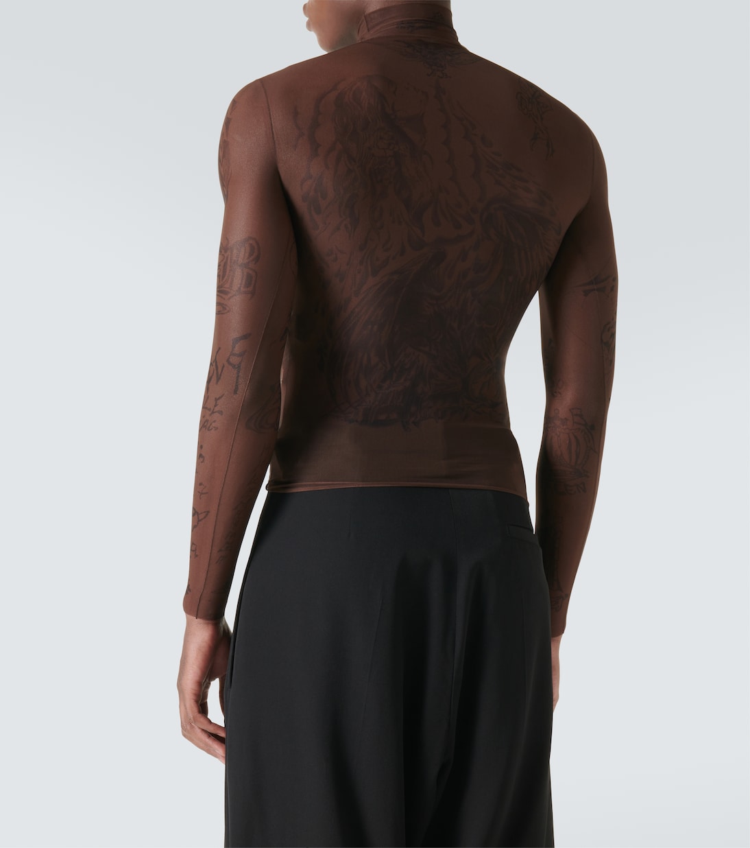 Tattoo mesh turtleneck top | Balenciaga