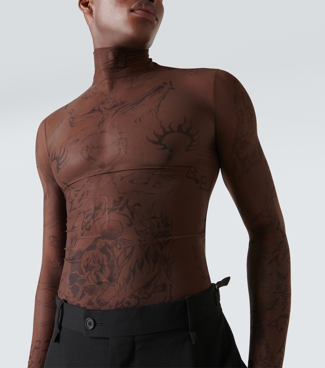 Tattoo mesh turtleneck top | Balenciaga