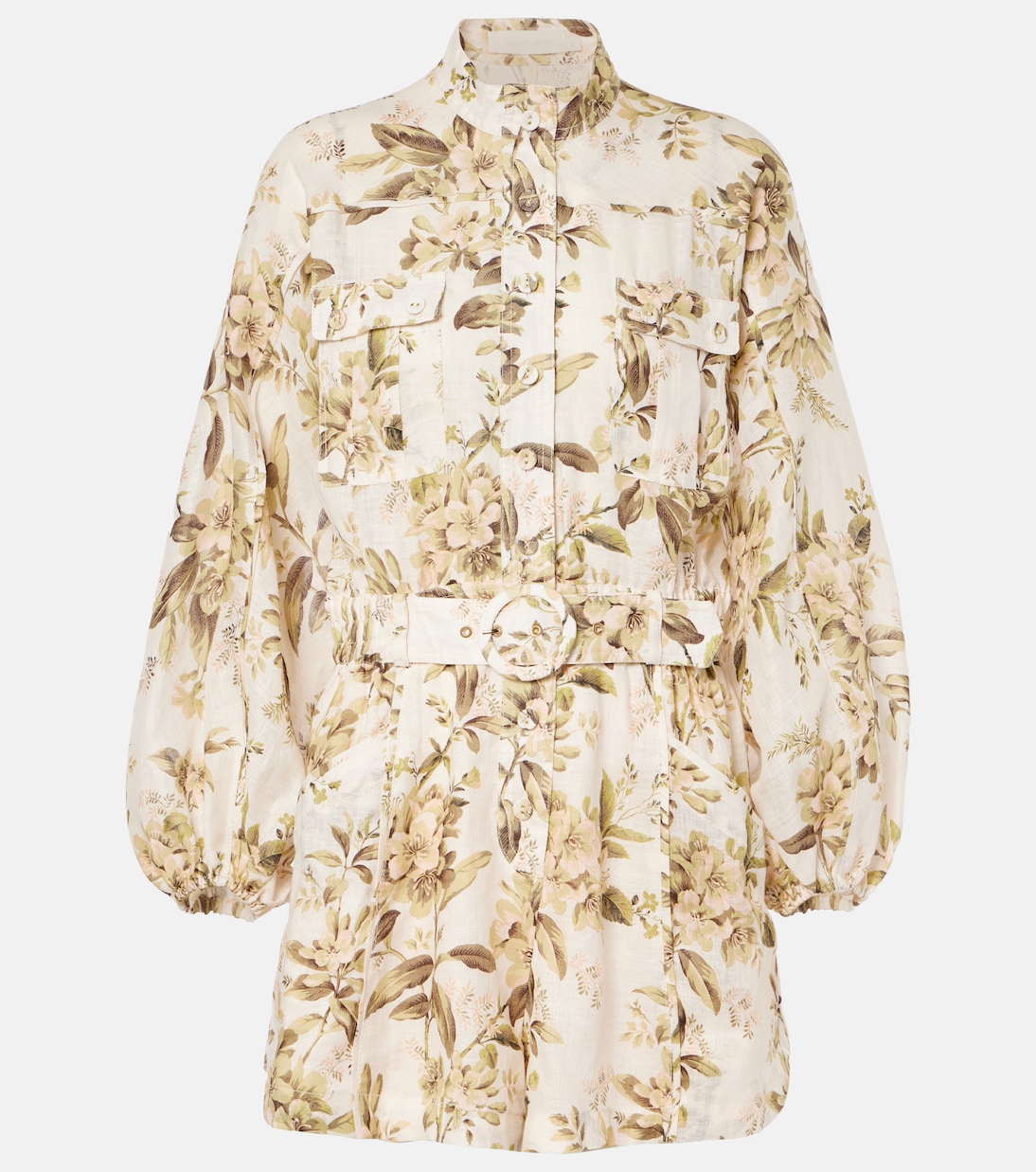 Mono de lino floral con cinturón | Zimmermann