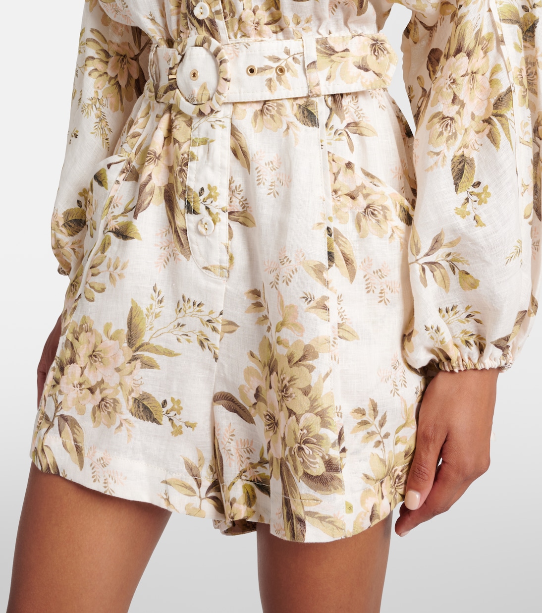Mono de lino floral con cinturón | Zimmermann