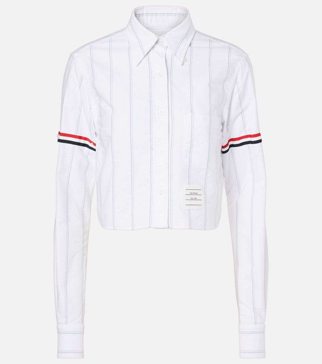 Pinstripe cropped cotton shirt | Thom Browne