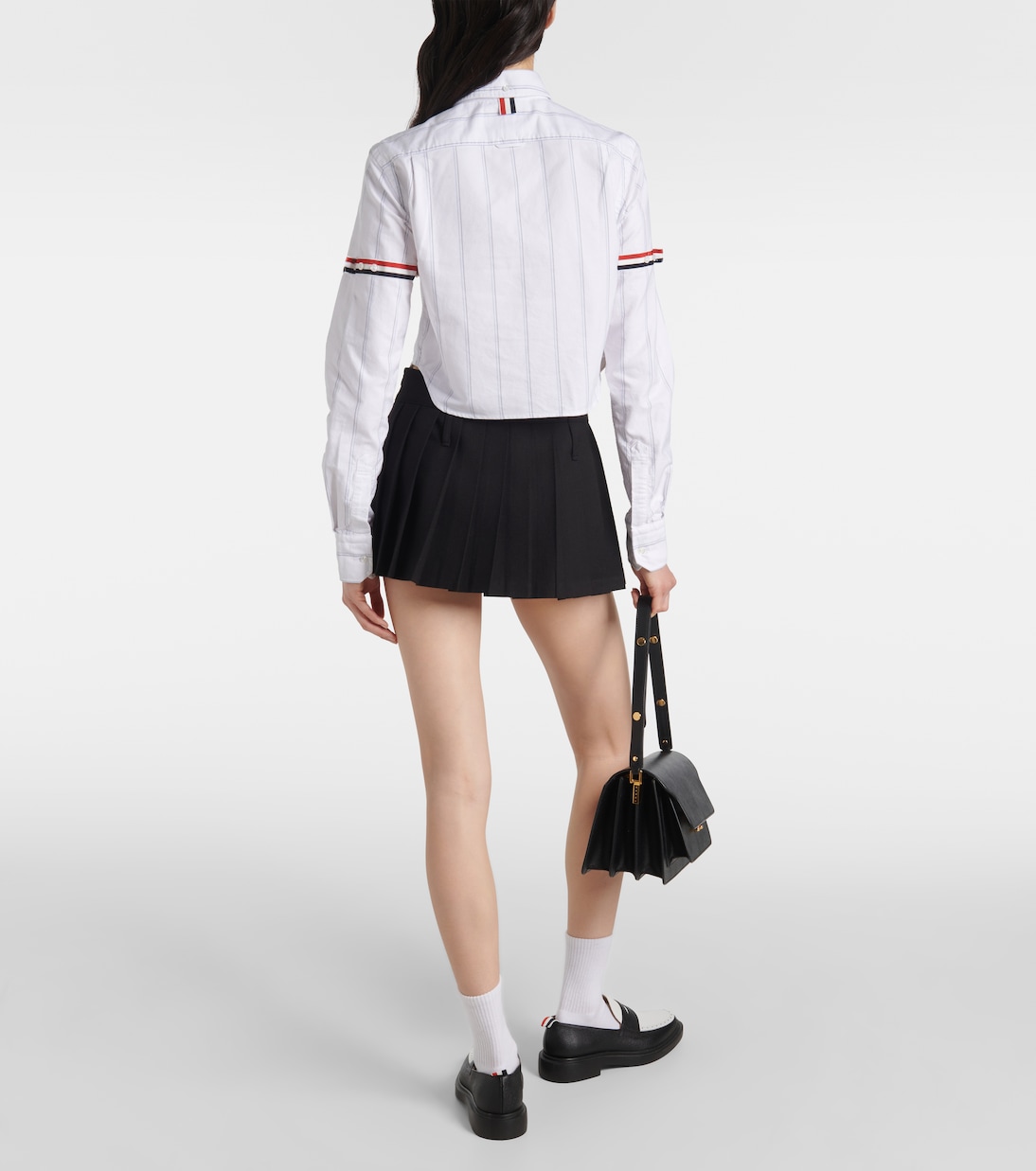 Pinstripe cropped cotton shirt | Thom Browne