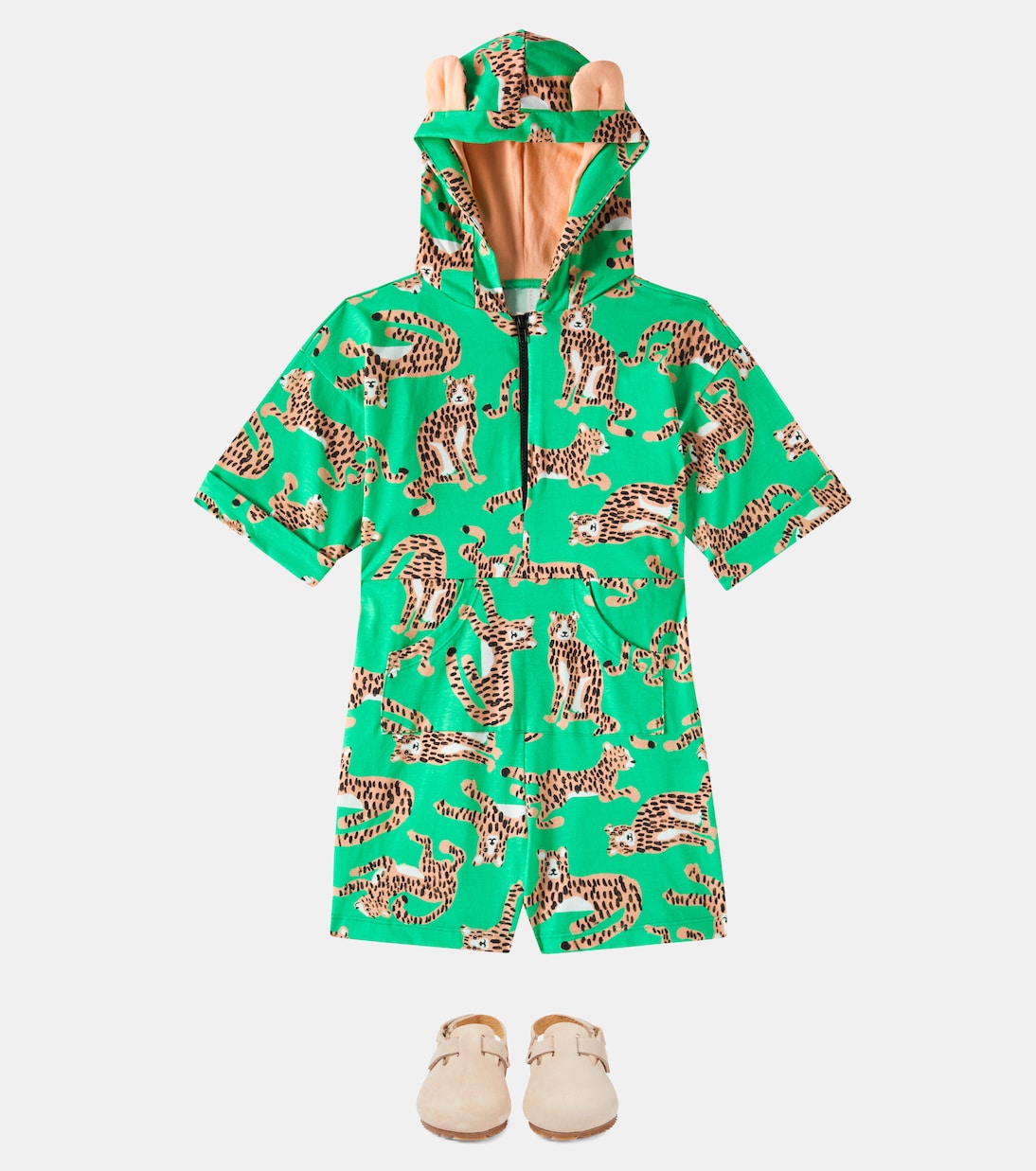 Macaquinho malha onca cotton playsuit | Fábula