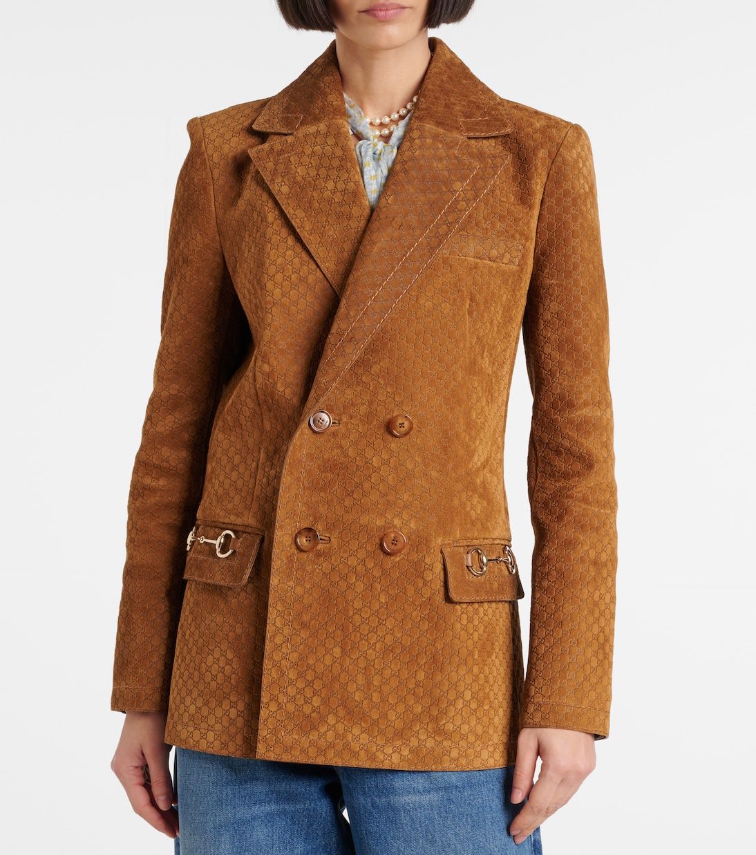 Blazer Horsebit GG aus Veloursleder | Gucci