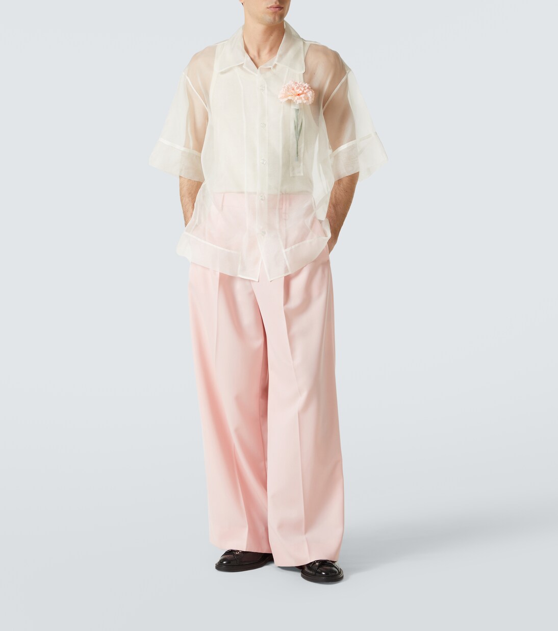 Camicia bowling Carnation in organza di seta | Simone Rocha