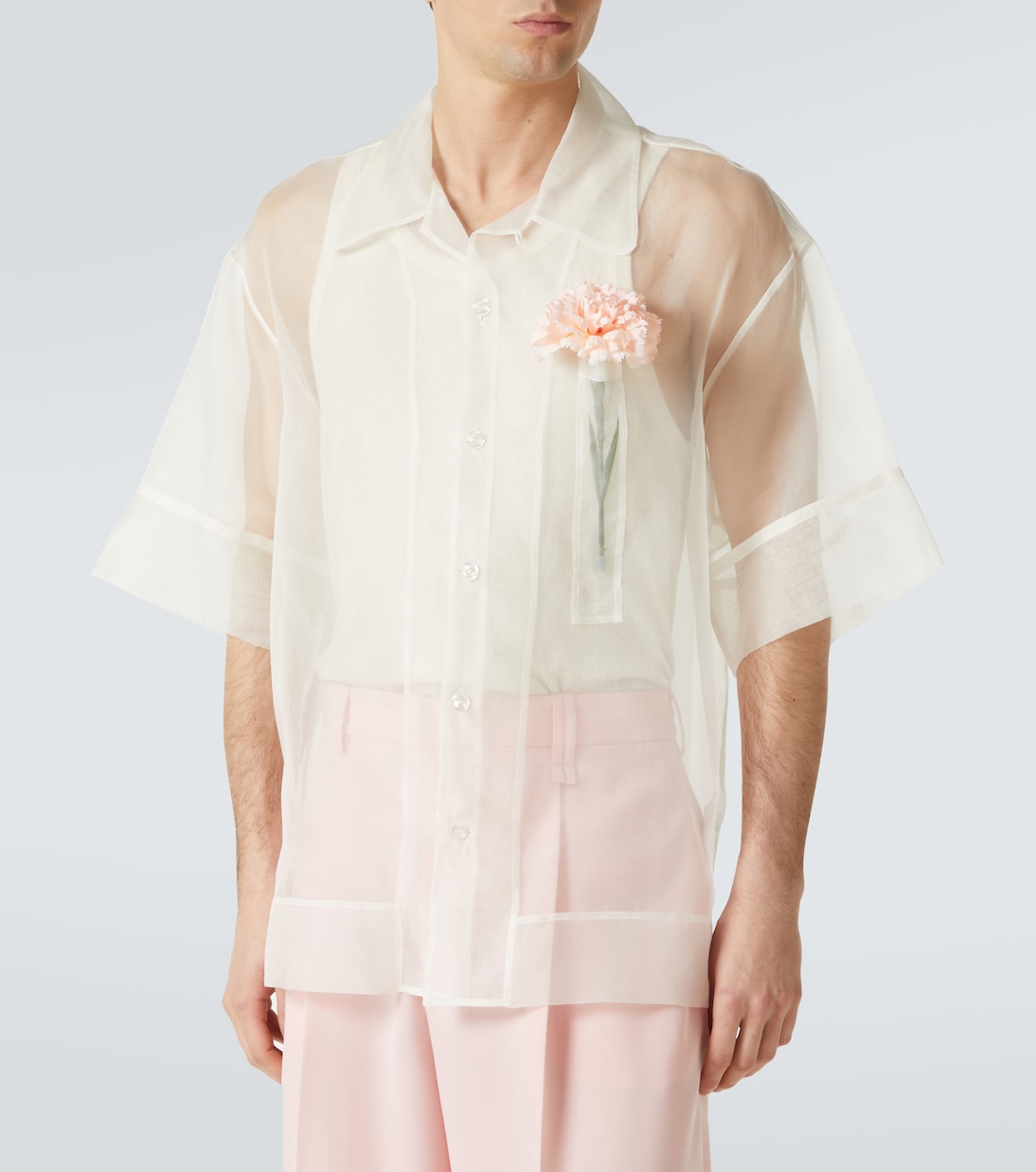 Camicia bowling Carnation in organza di seta | Simone Rocha