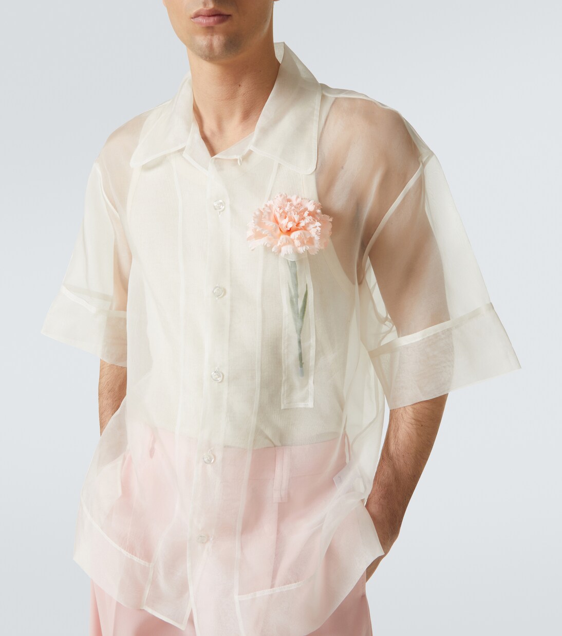 Camicia bowling Carnation in organza di seta | Simone Rocha