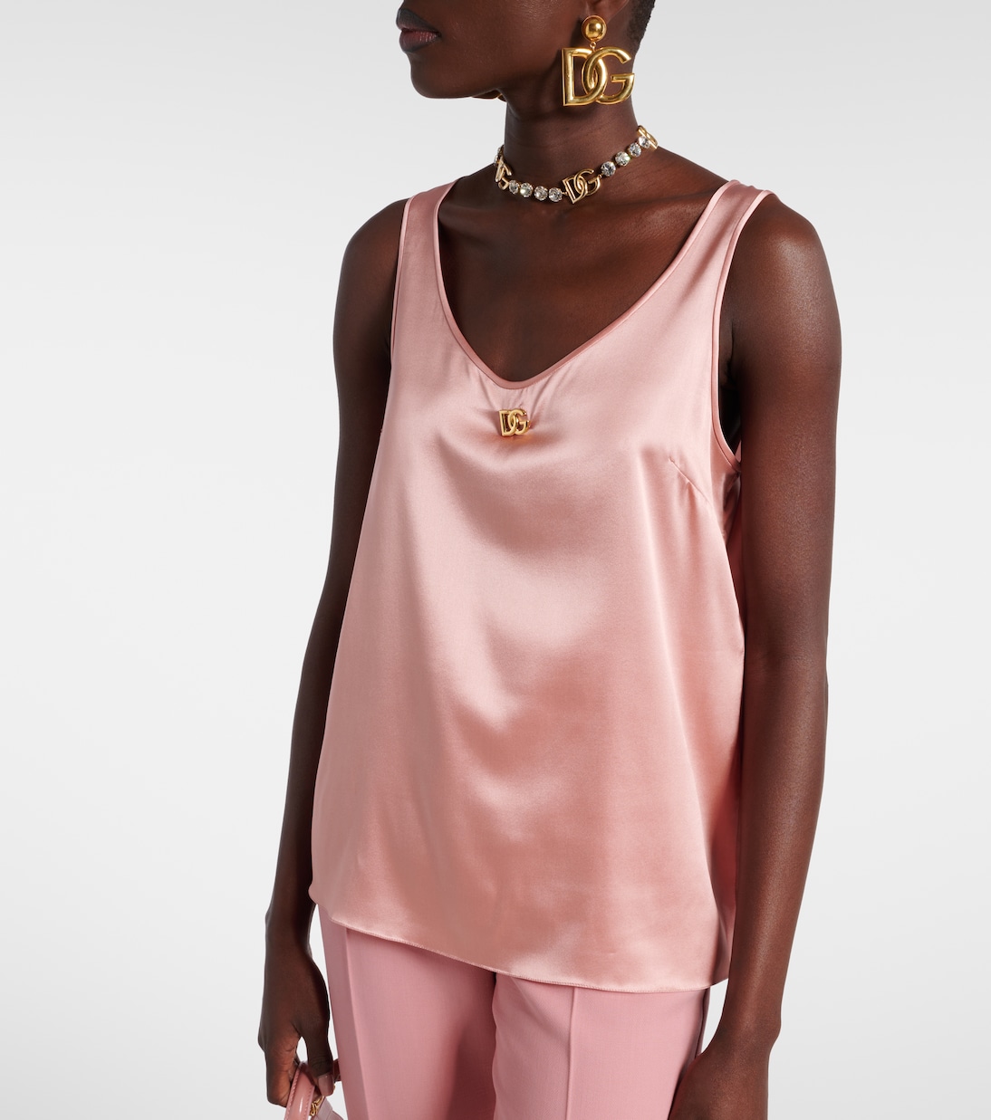 Top DG en satin de soie mélangée | Dolce&Gabbana