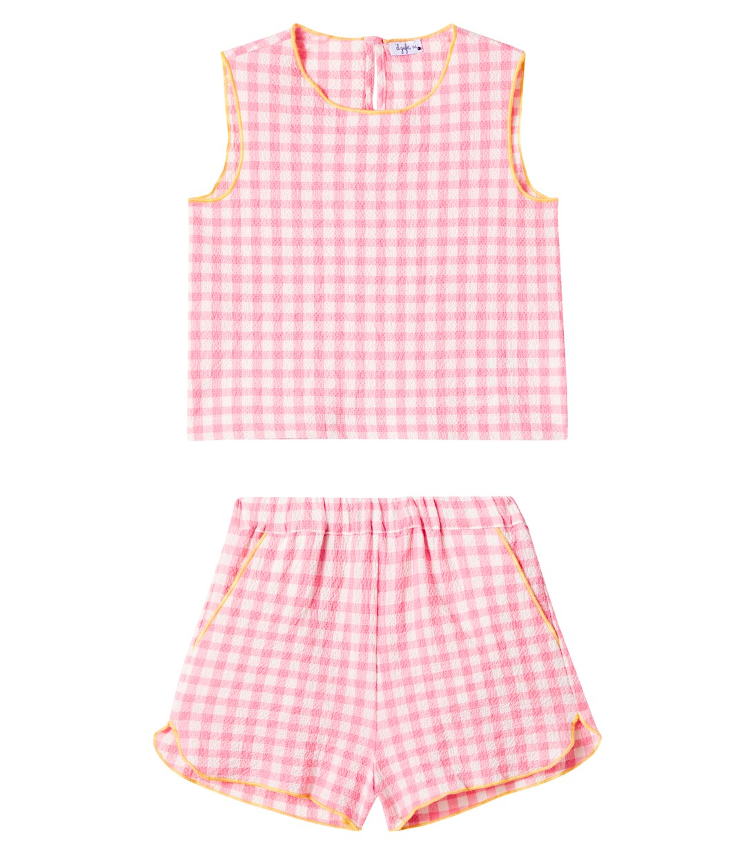 Top e shorts in misto cotone a quadretti | Il Gufo