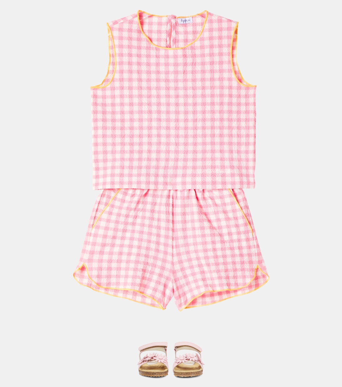Top e shorts in misto cotone a quadretti | Il Gufo
