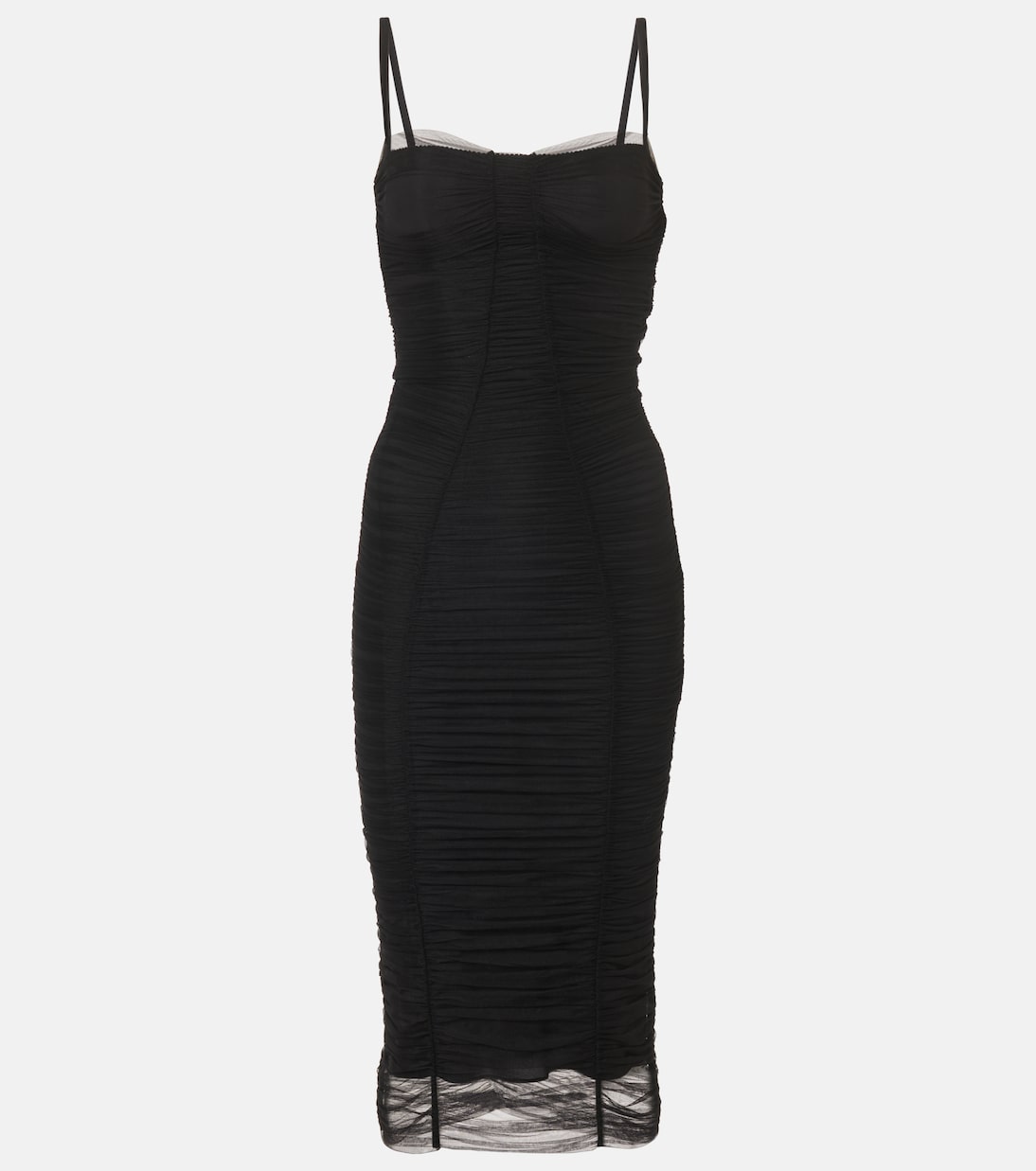 Sheer draped tulle midi dress | Dolce&Gabbana
