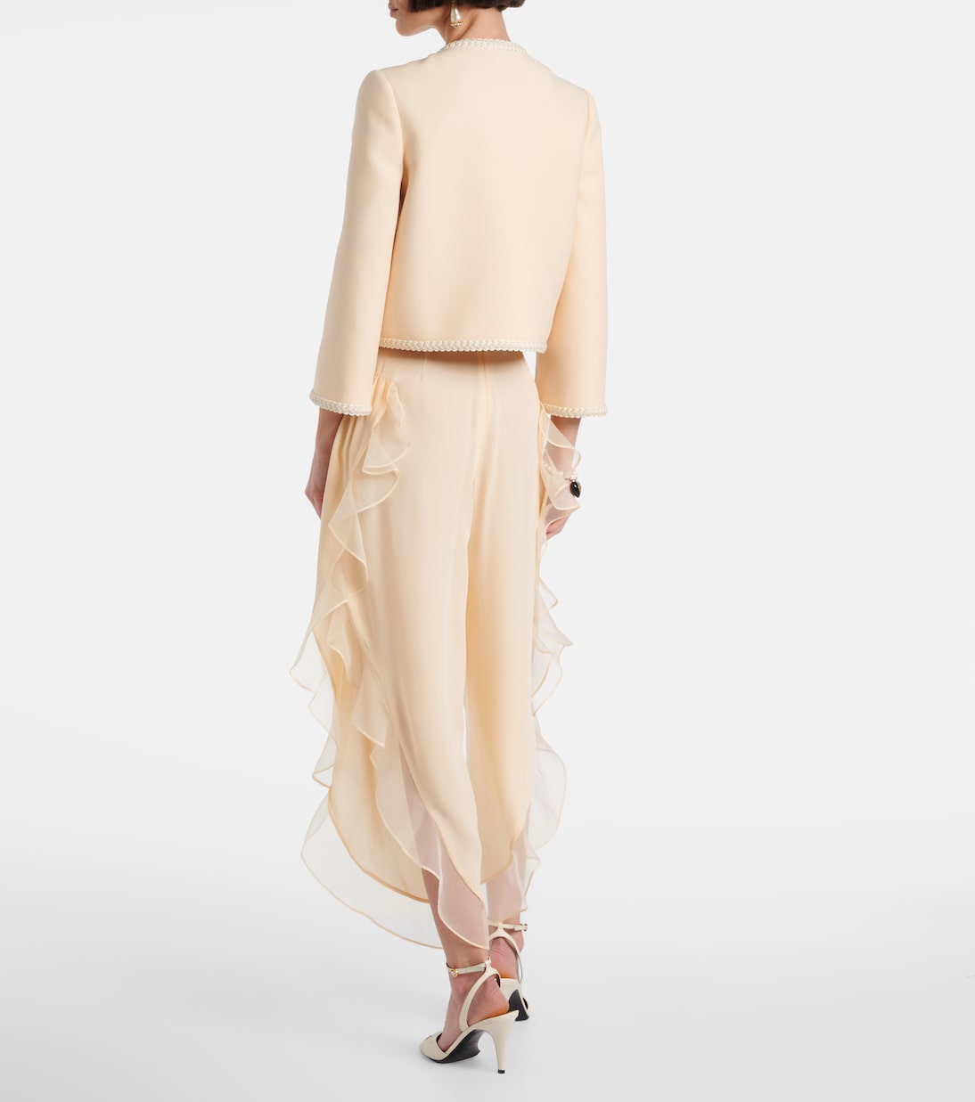 Pantalones anchos de georgette de seda | Valentino