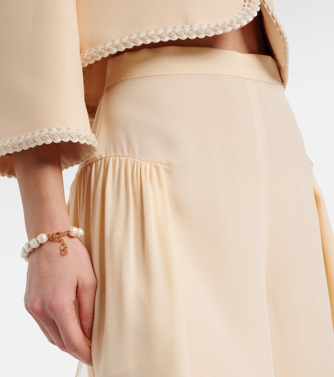 Pantalones anchos de georgette de seda | Valentino