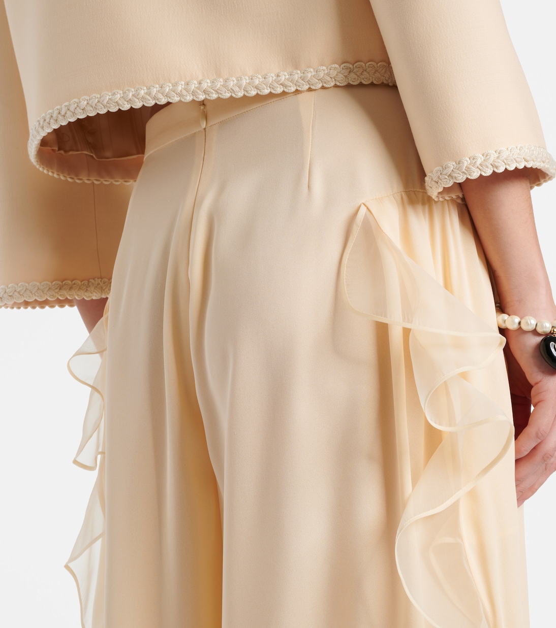 Pantalones anchos de georgette de seda | Valentino