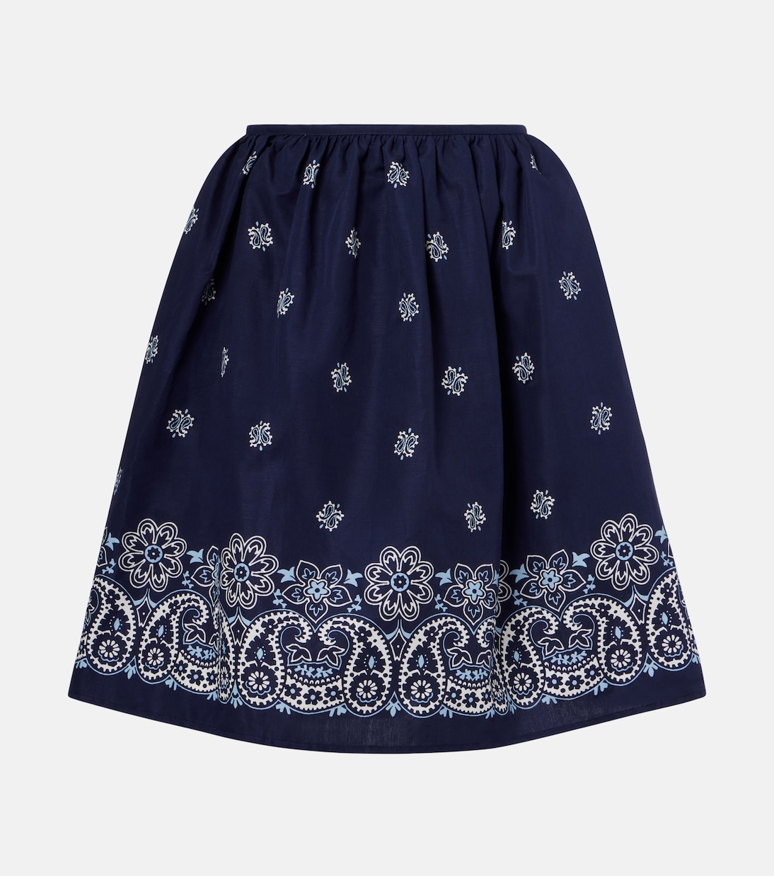 Minifalda de algodón y lino estampada | Miu Miu