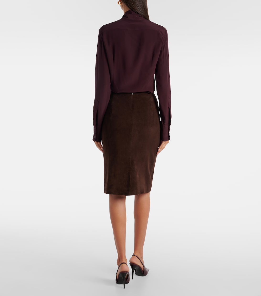 Jupe midi Lady Skirt en daim | Nour Hammour