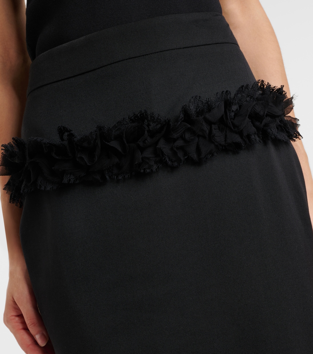 Falda tubo de lana con encaje | McQueen