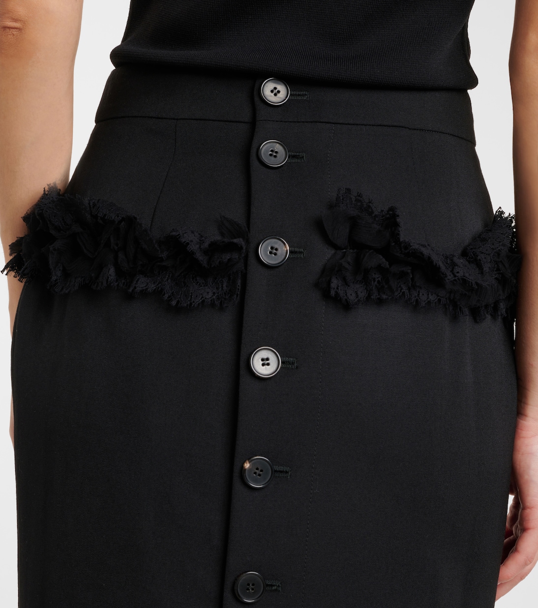 Falda tubo de lana con encaje | McQueen