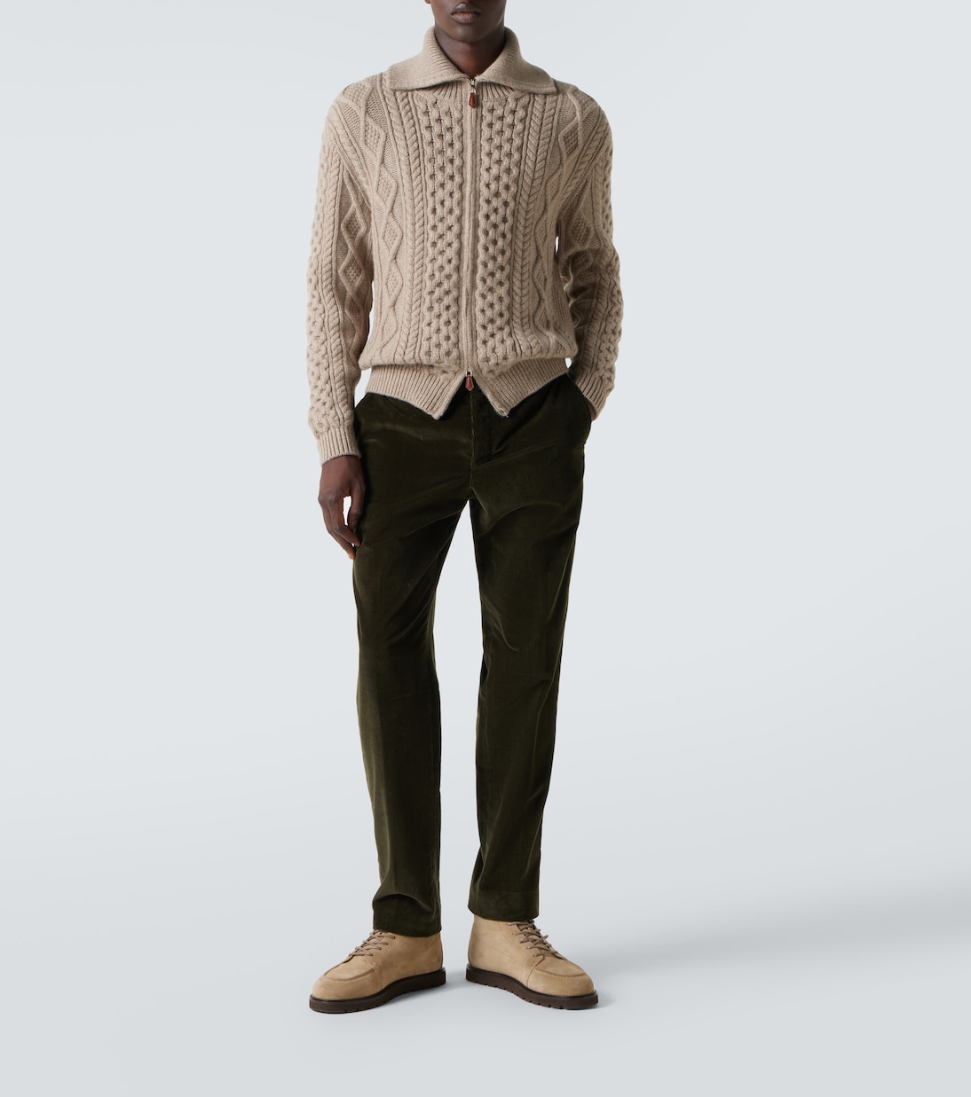 Aran cashmere zip-up sweater | Loro Piana