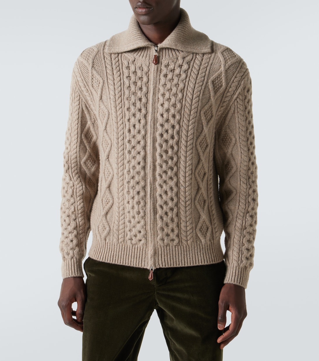 Aran cashmere zip-up sweater | Loro Piana