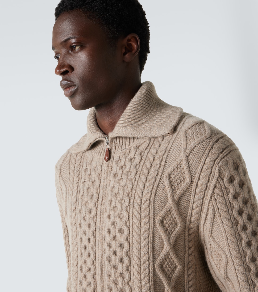 Aran cashmere zip-up sweater | Loro Piana