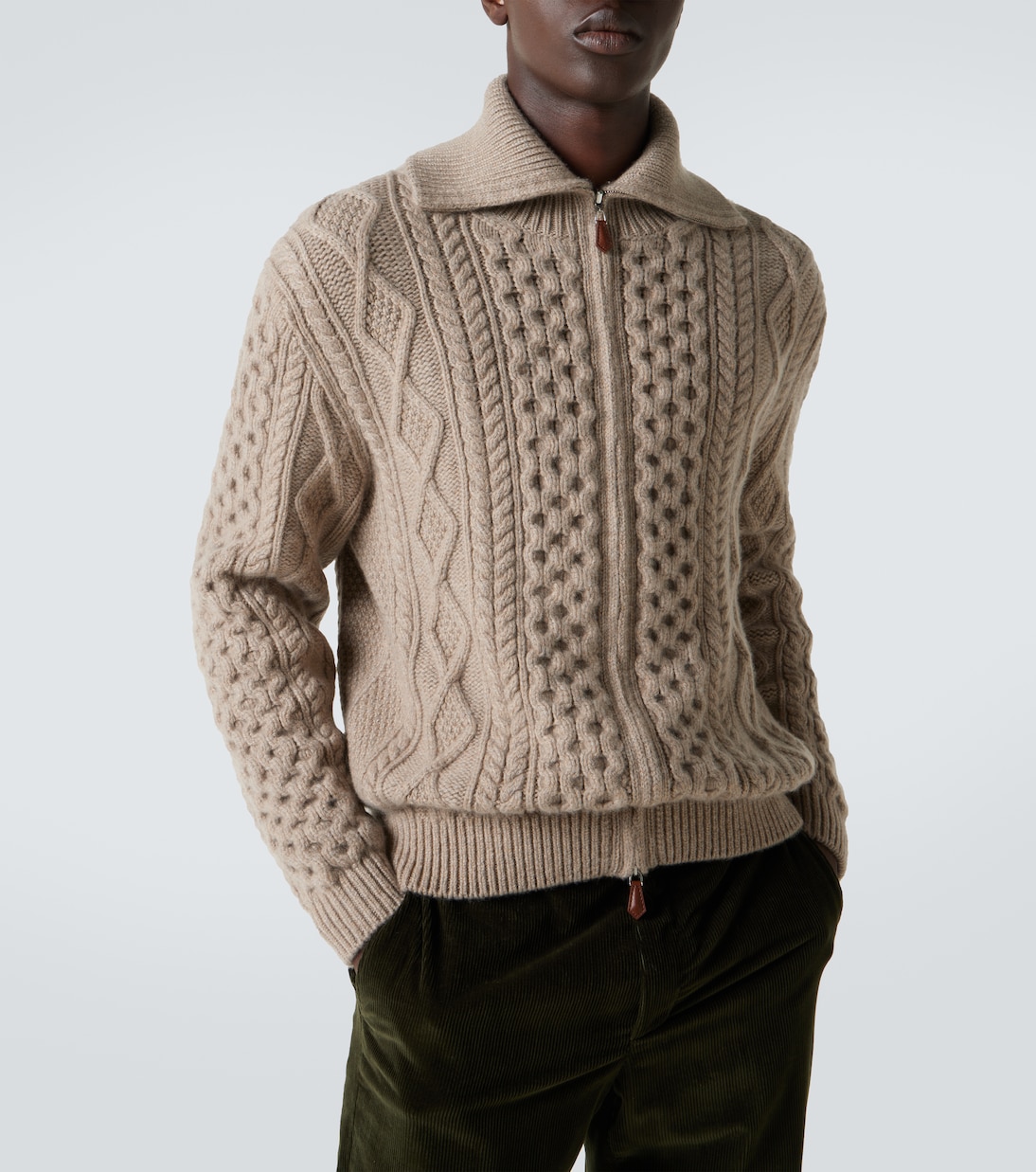 Aran cashmere zip-up sweater | Loro Piana