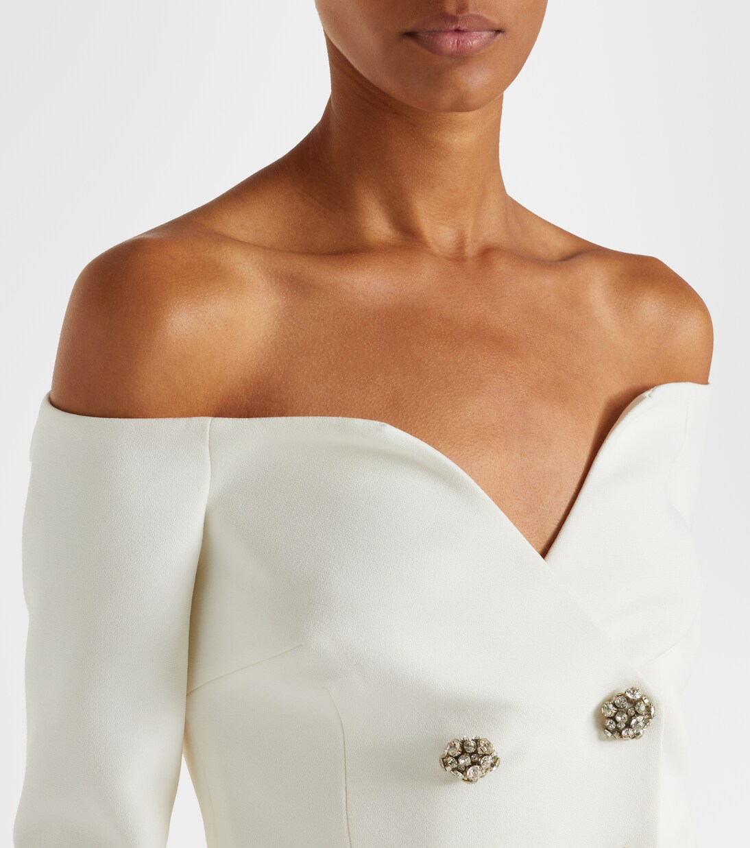 Bridal Kamile off-shoulder crêpe jacket | Safiyaa