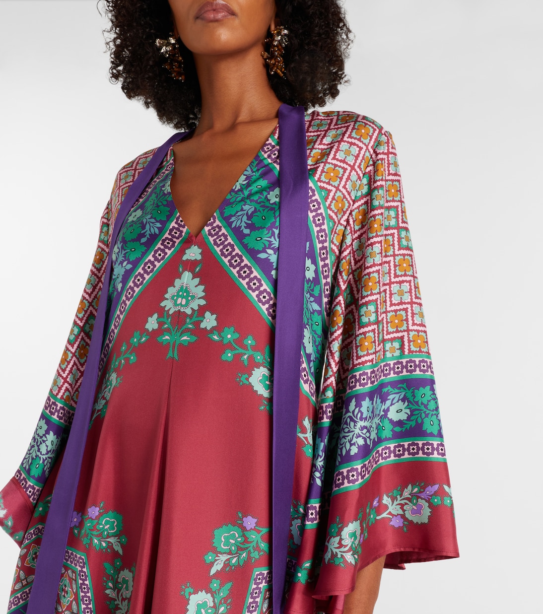 Vestido largo Magnifico de seda estampado | La DoubleJ