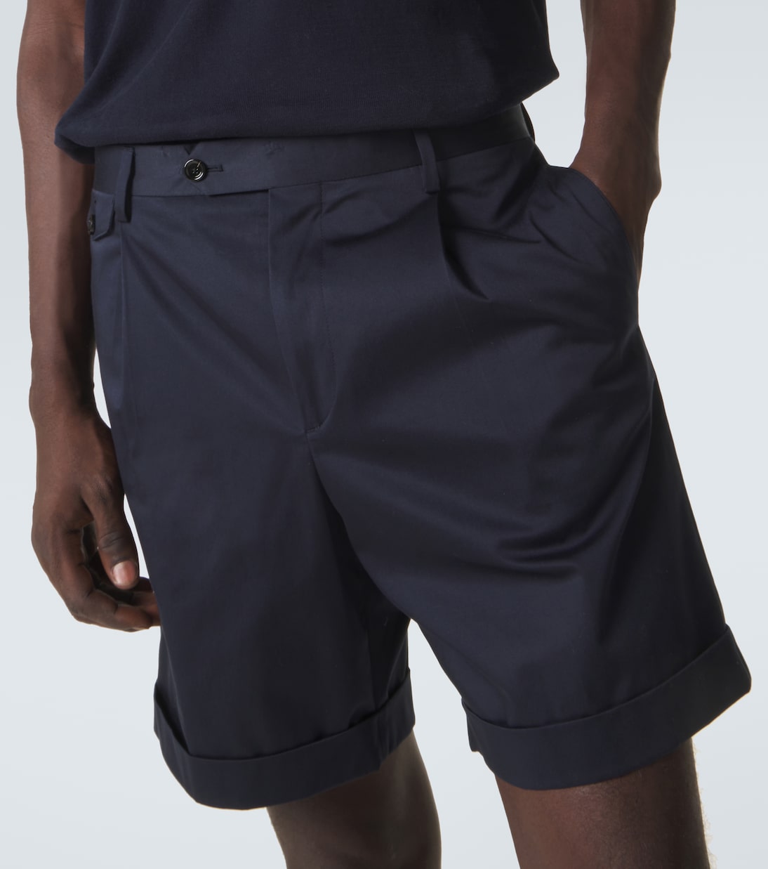 棉质混纺褶裥百慕大短裤 | Lardini