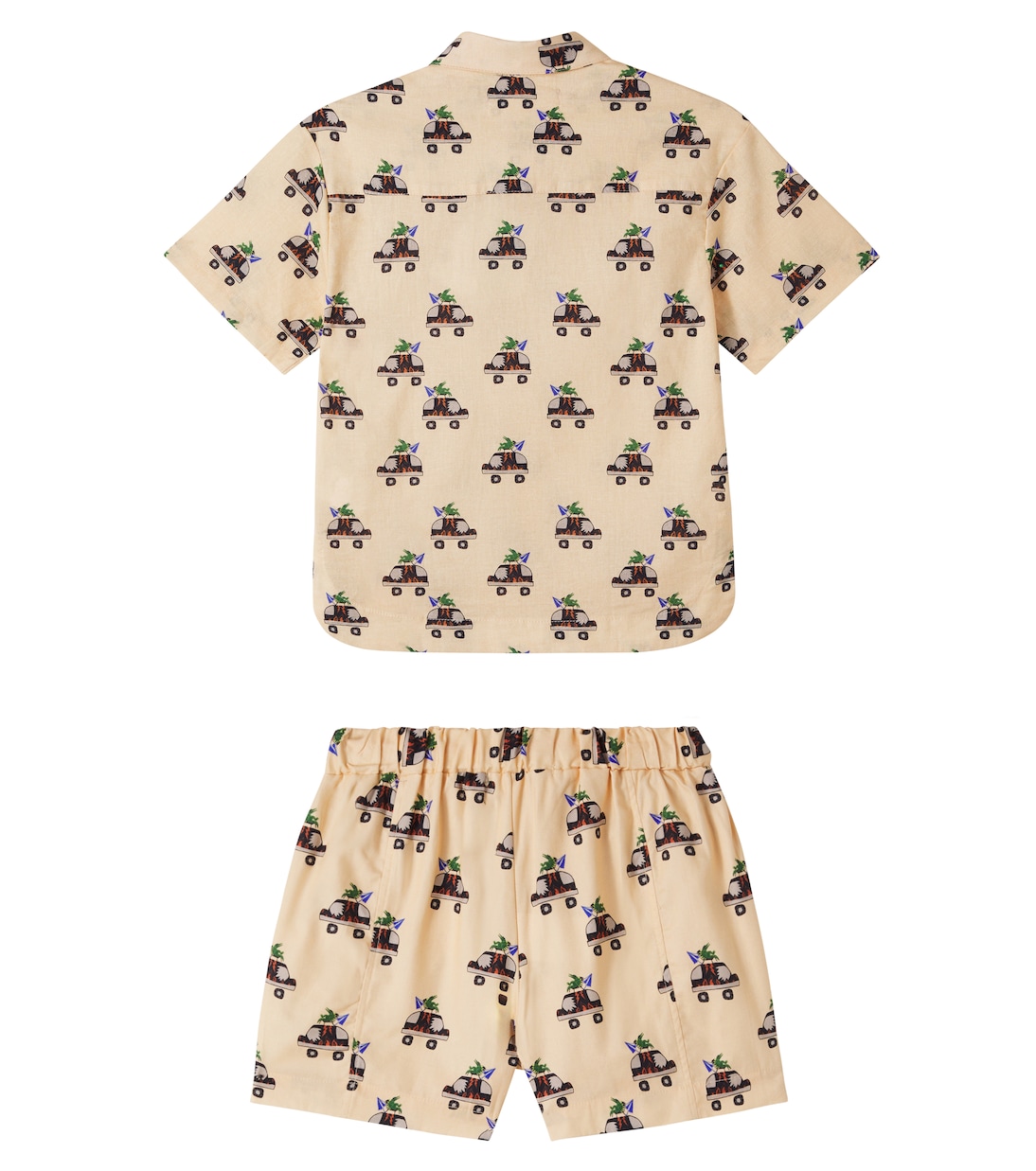 Printed cotton bowling shirt and shorts set | Fábula
