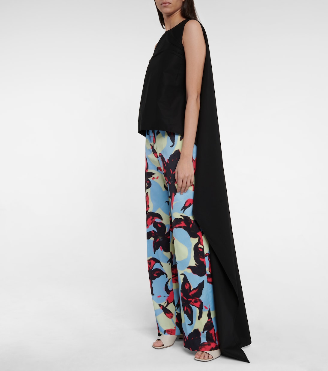 Pantalon ample en satin à fleurs | Dries Van Noten