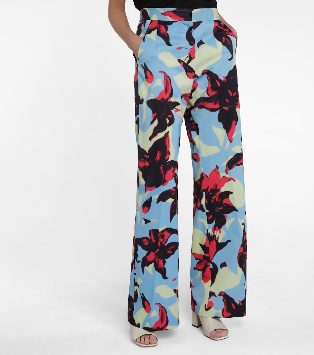 Pantalon ample en satin à fleurs | Dries Van Noten