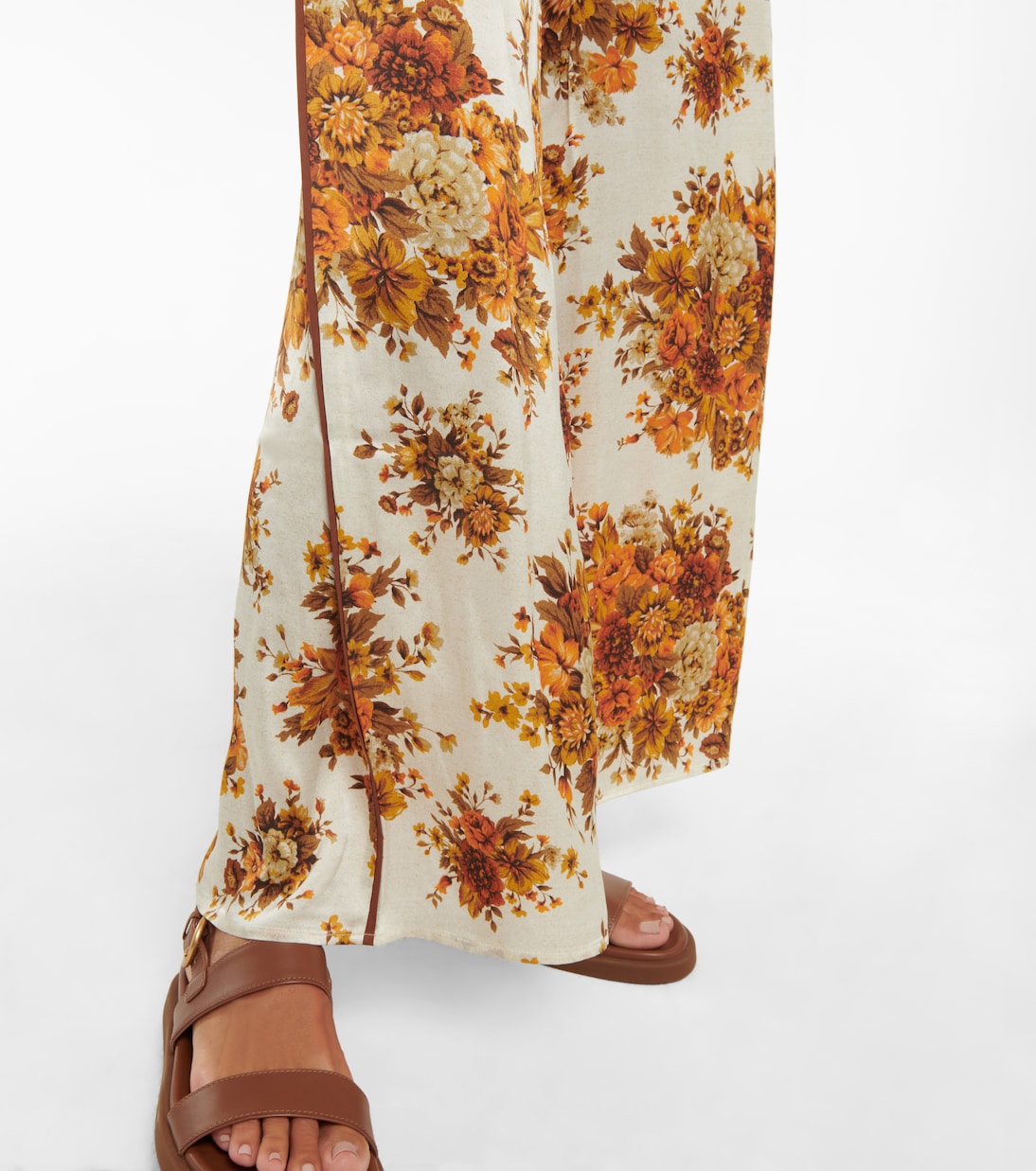 Pantalon ample Derby en soie à fleurs | Alémais