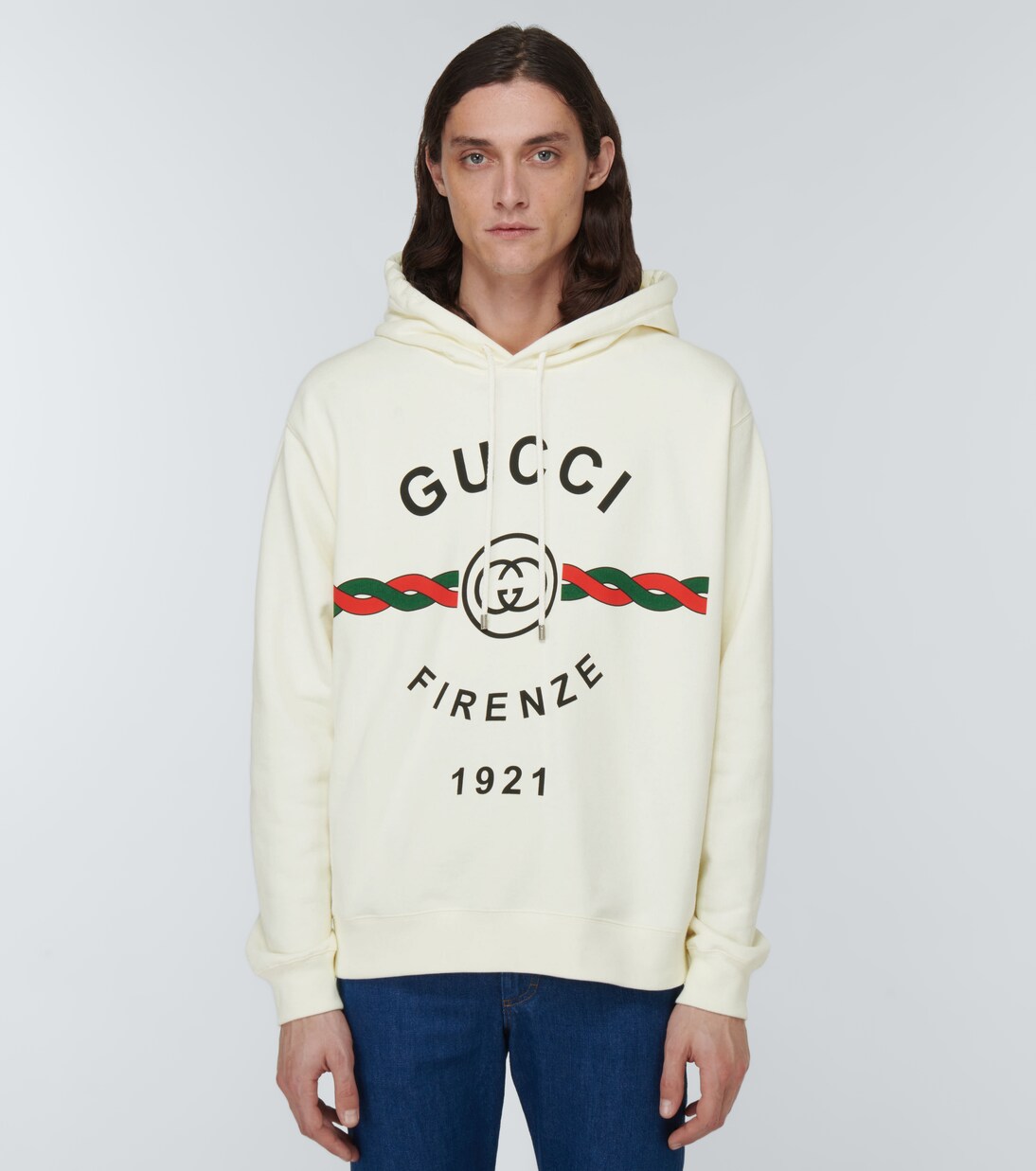 Oversized logo sweatshirt in neutrals Gucci Mytheresa