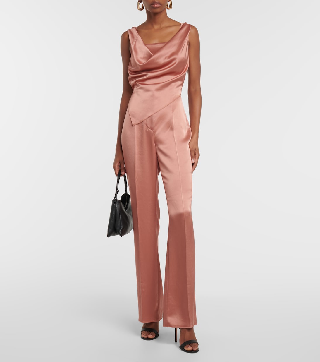 Pantaloni regular Leena in raso | Nanushka