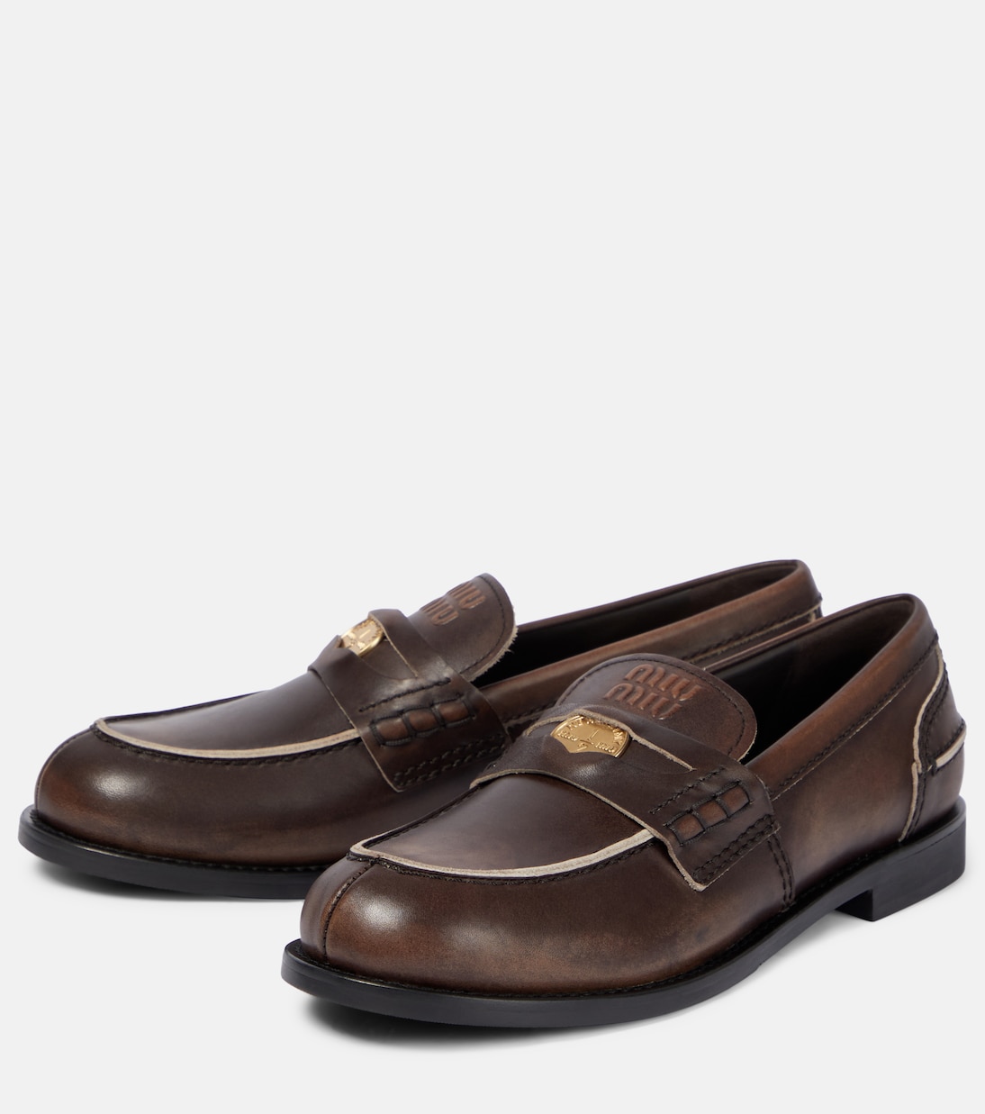 Embellished leather loafers | Miu Miu