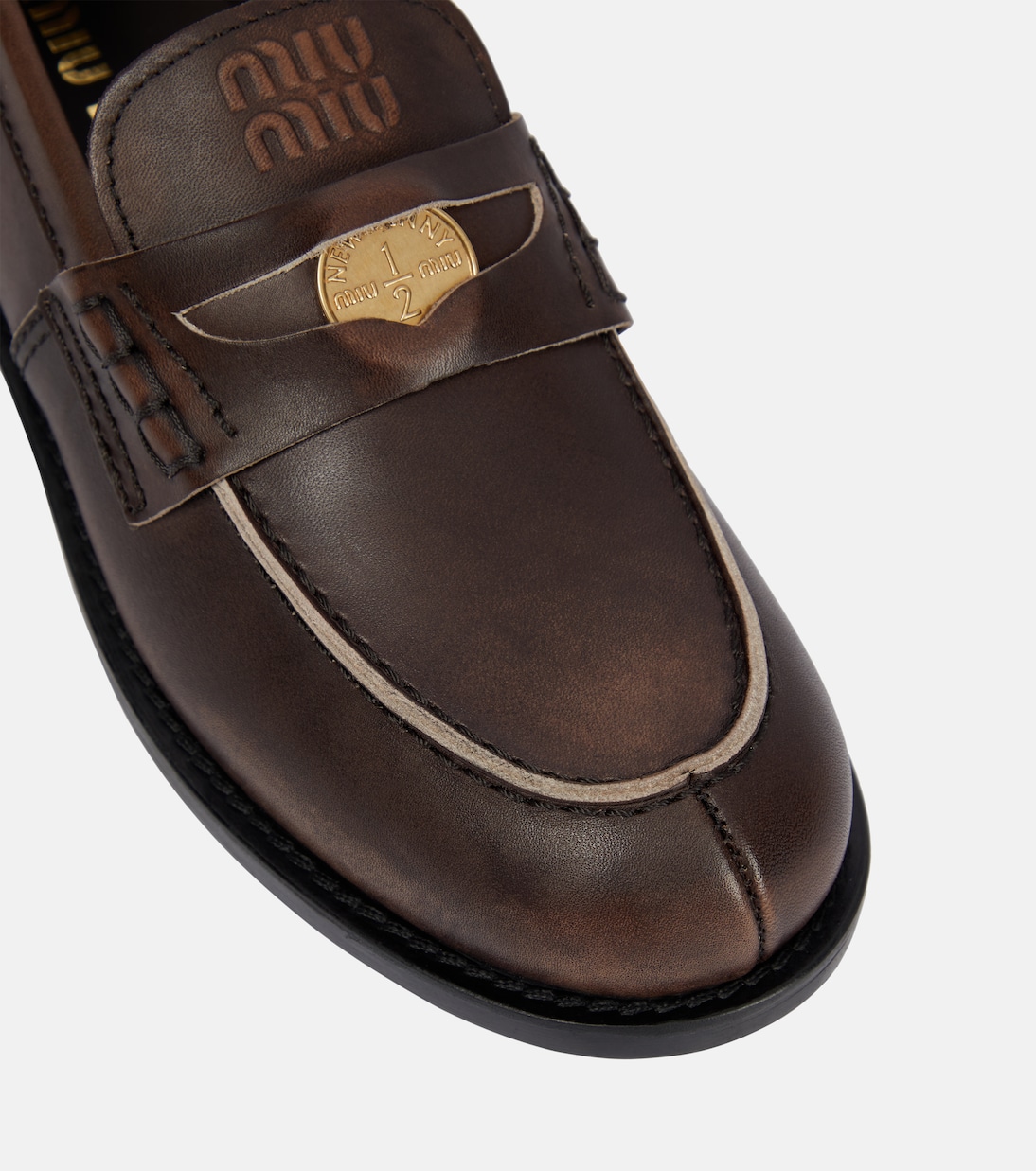 Embellished leather loafers | Miu Miu