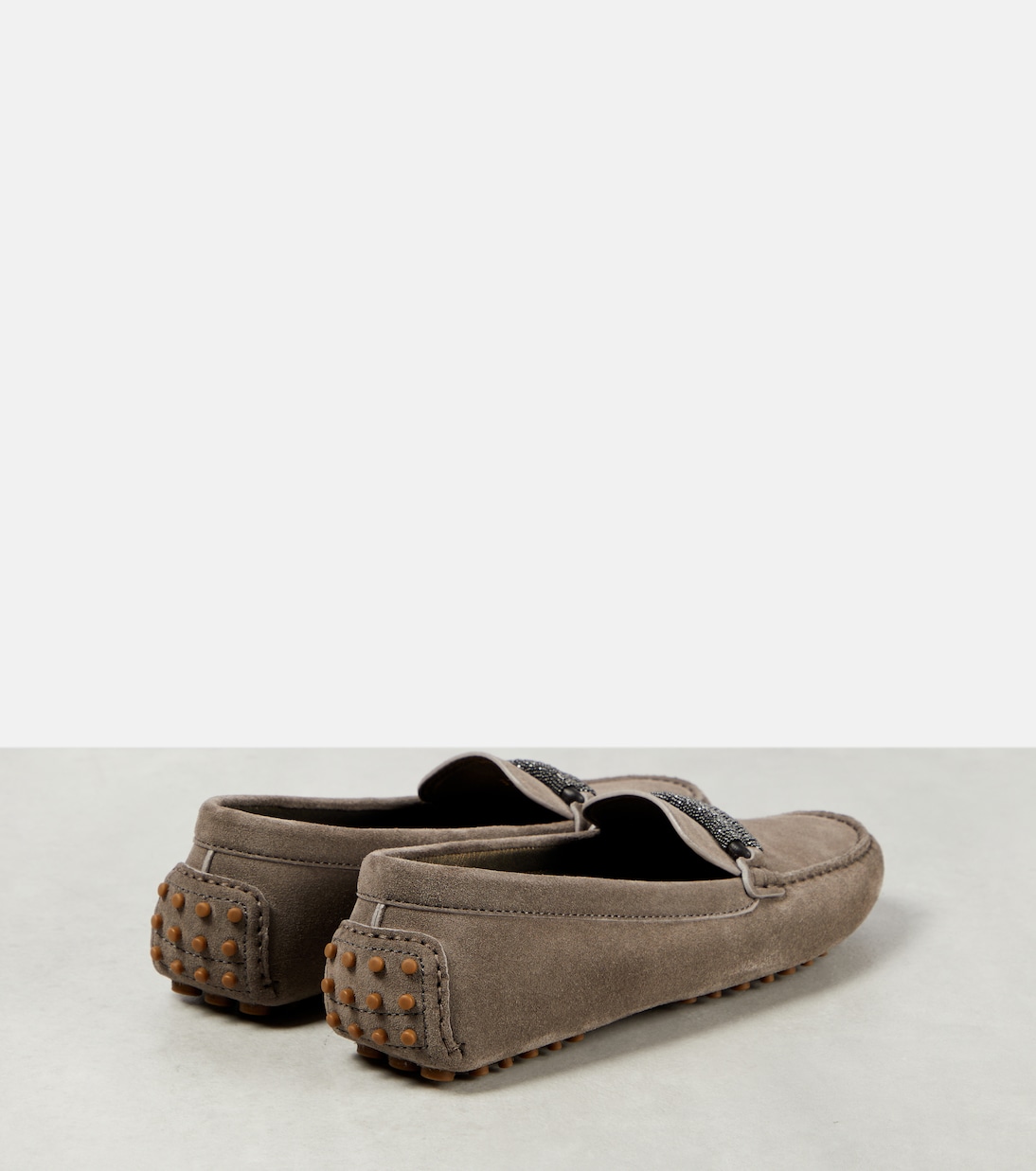 Monili-embellished suede loafers | Brunello Cucinelli