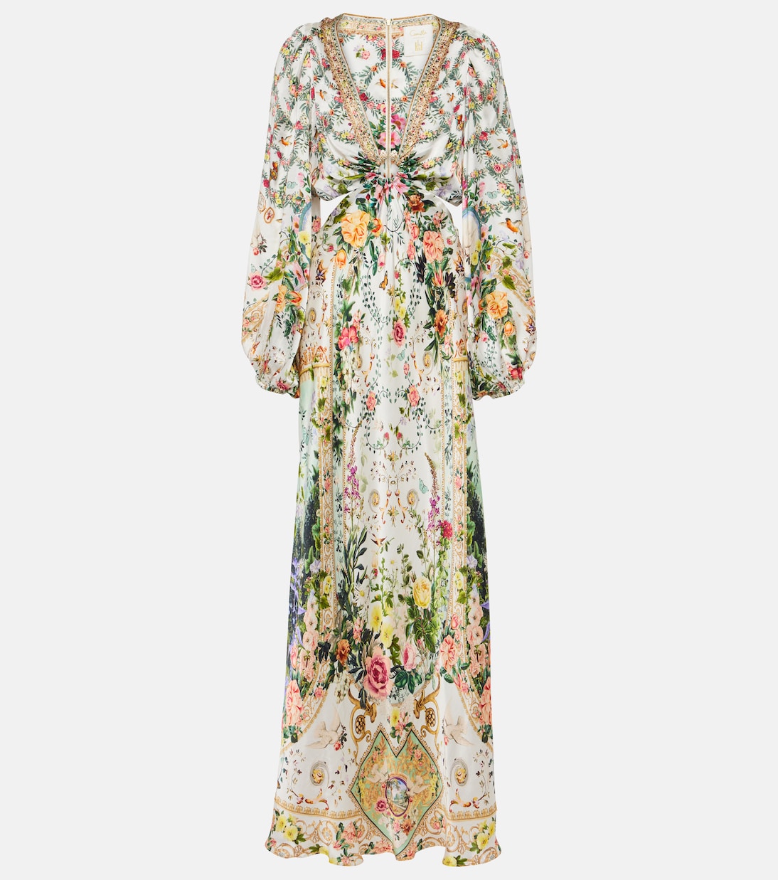 Verziertes Maxikleid aus Seide | Camilla