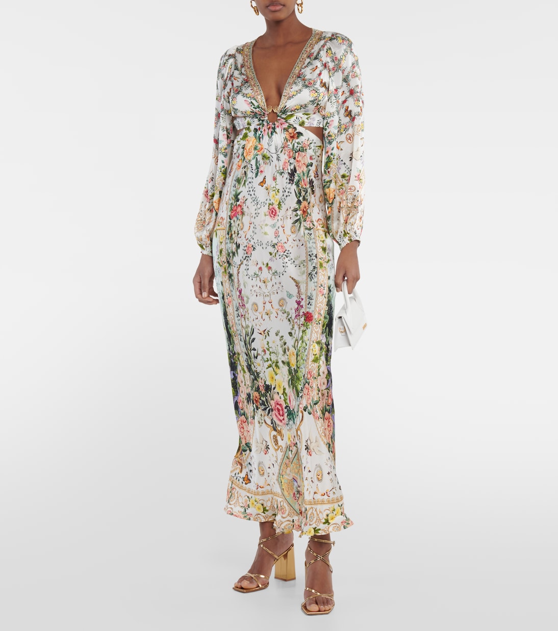 Verziertes Maxikleid aus Seide | Camilla
