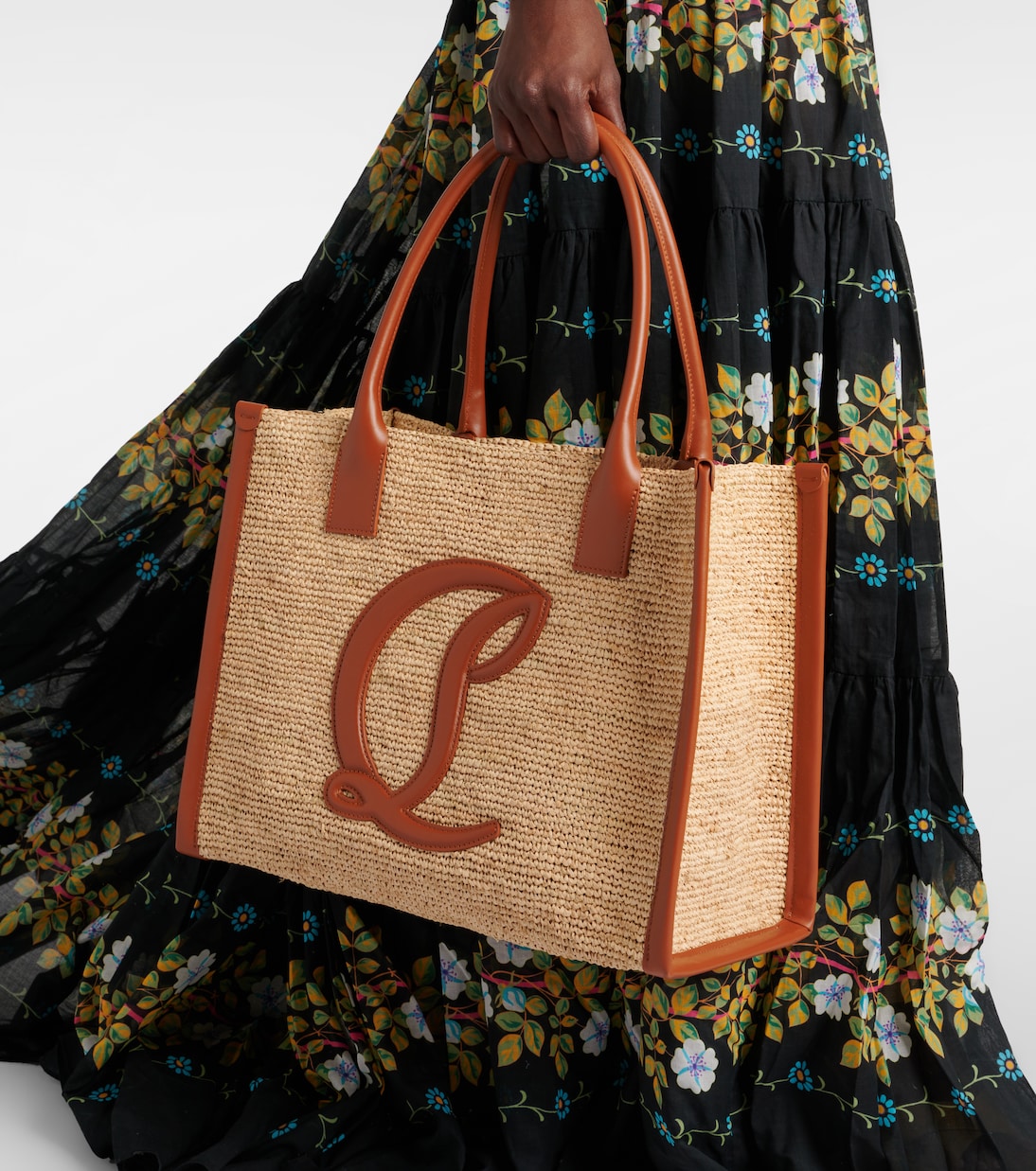 Cabas By My Side E/W Large en raphia | Christian Louboutin