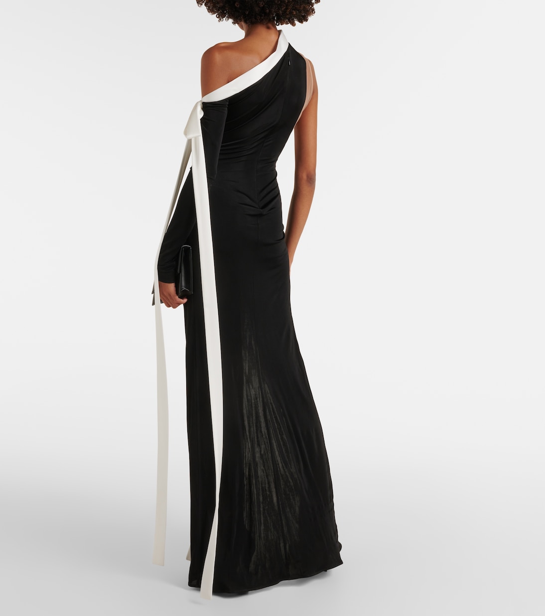 Bow-detail off-shoulder jersey gown | David Koma